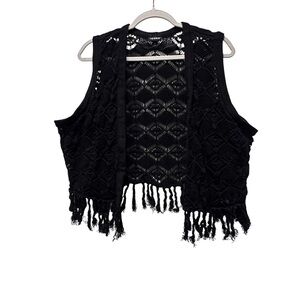 Torrid Black Knit Vest with Fringe